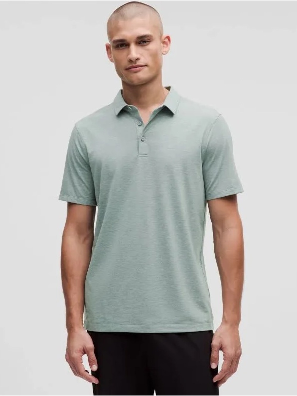 Lululemon Men's Light Green Dress Evolution Short Sleeve Polo Shirt